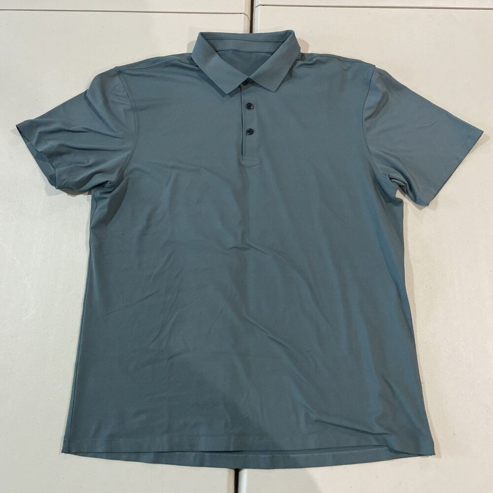 Lululemon Mens Short Sleeve Polo Shirt Size Large? Blue Thick Stretch Material